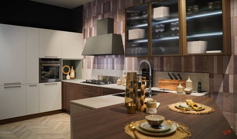 Cucina Stosa esposta nello showroom di Porta Romana